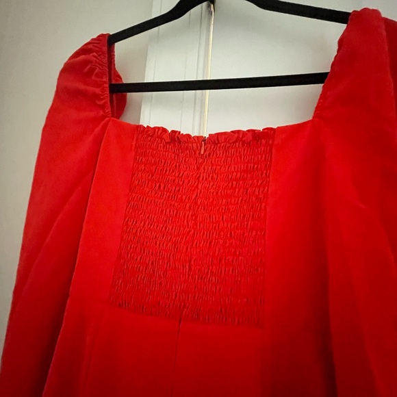 Commense Square Neck Long Sleeve Fitted Bodice Wrap Dress - Picture 9 of 10